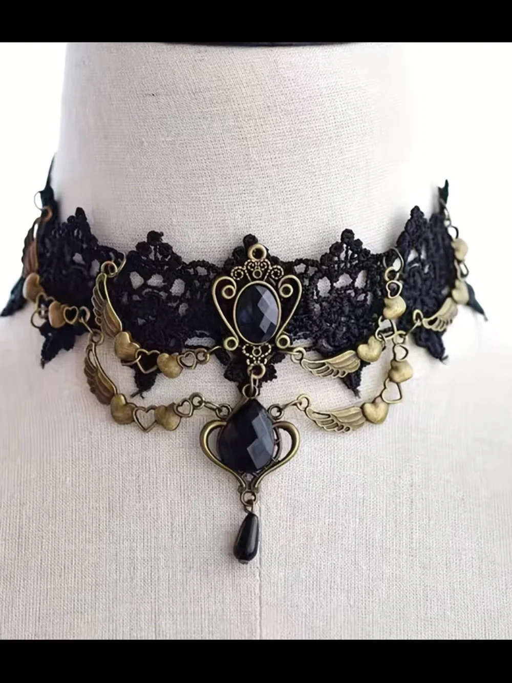 Black Lace Victorian Gothic Choker Necklace